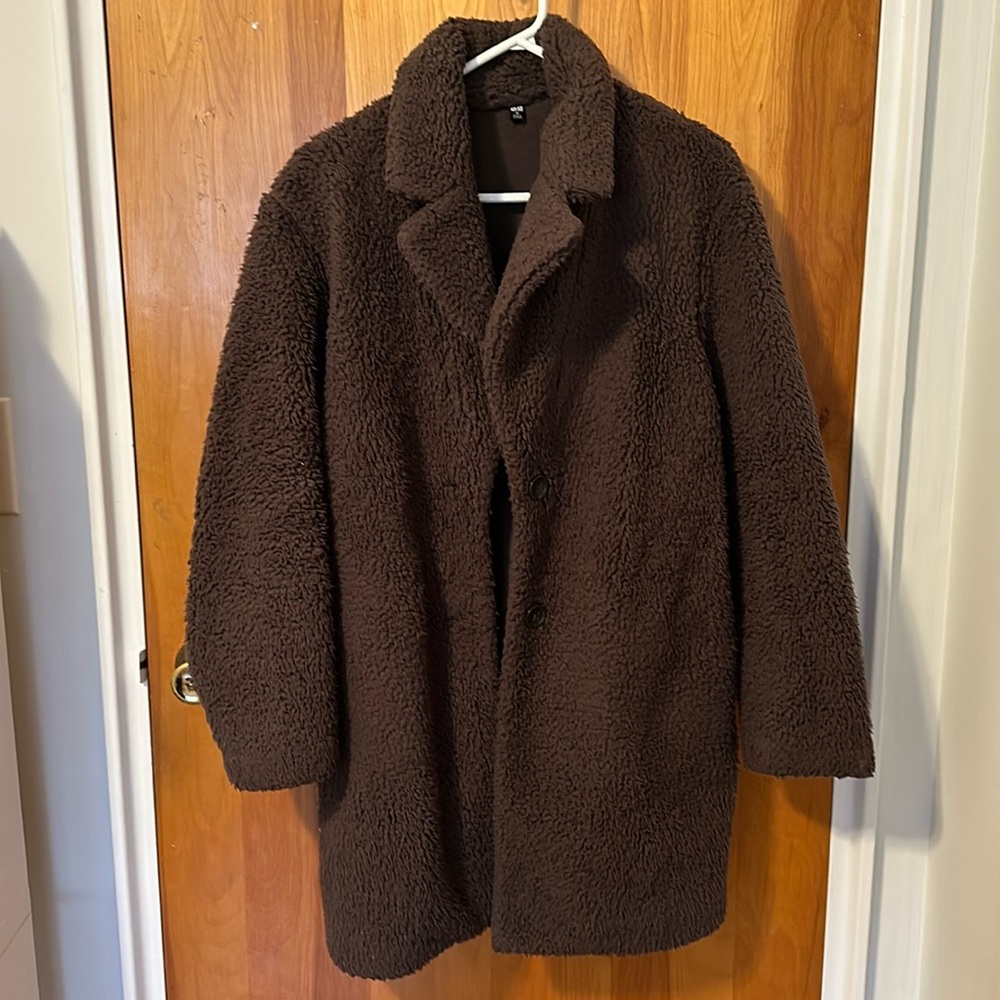 Uniqlo Olive Green Long Teddy Coat